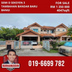 For Sale, Semi D seksyen 3 Tambahan Bandar Baru Bangi with Green Area