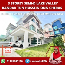3 Storey Semi D Avenue 4 Lake Valley Bandar Tun Hussein Onn Cheras