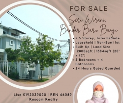 For Sale : Seri Wirani, Seksyen 8, Bandar Baru Bangi, 2.5 Storey Terrace House