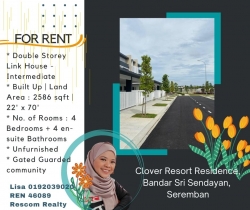 For Rent : Clover Resort Residence, Bandar Sri Sendayan, Seremban