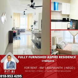 FULLY FURNISHED ASPIRE RESIDENCE , CYBERJAYA 